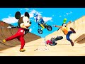 GTA 5 Mickey Mouse Vs Goofy Vs Donald Duck Funny Motorcycle Parkour Fails 