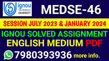 MEDSE-46 Solved Assignment 2023-24 English, MEDSE-46 Solved Assignment 23-24, MEDSE-46 Assignment