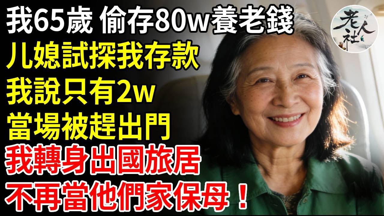 我65歲，偷存80w養老錢，媳婦試探我存款，我說只有2w，當場被趕出門，我轉身出國旅居，不再當他們家保母！#養老#退休金#不肖子孫#老年生活#老人社
