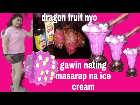 dragon fruit ice cream with marshmallow