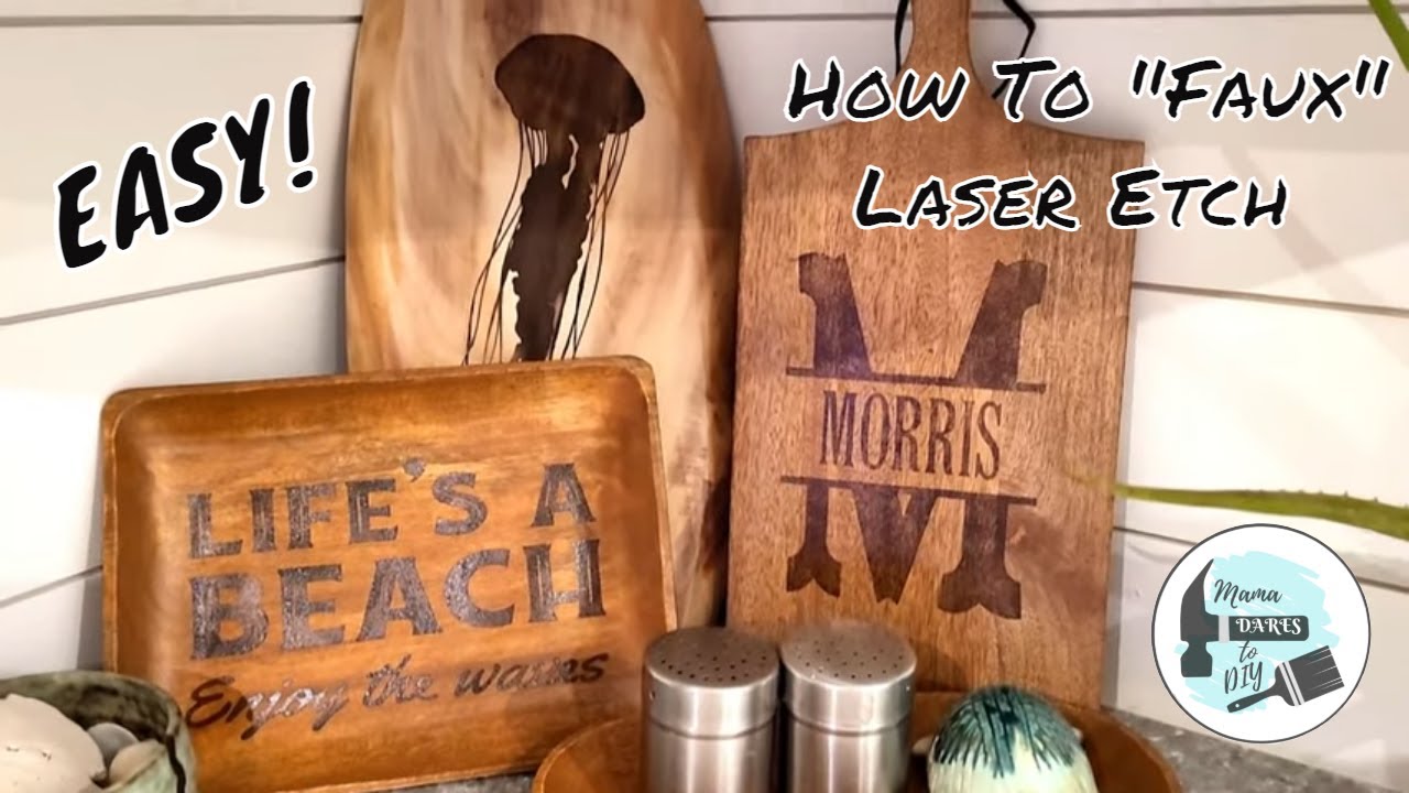 Easy DIY Faux Laser Etched Cutting Board  Monogrammed Charcuterie Board~Beginner  Cricut Projects 