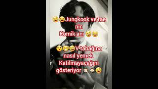 #jungkook ve v komik video#v nasıl yemek yenmeyeceğini gösteriyor#jungkook un viral olmuş bakışları