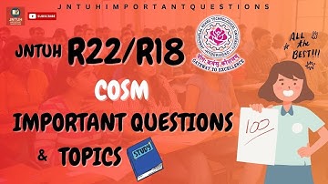 Computer Oriented Statistical Methods (COSM) Subject Important Questions R22 | R18 #jntuh #jntu