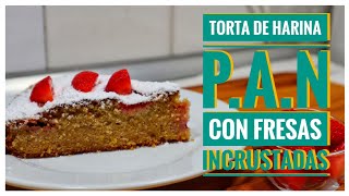 TORTA DE HARINA PAN CON FRESAS 🍓INCRUSTADAS / SIN GLUTEN /Recetas Venezolanas