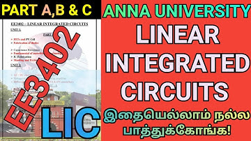 Engineering 2nd Year Linear Integrated Circuits Important Questions | Anna University EE3402 | LIC