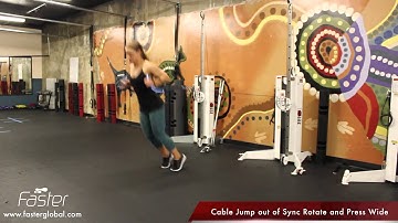 Base Exercise Cable Jump out of Sync Rotate Right and Left with Wide Press
