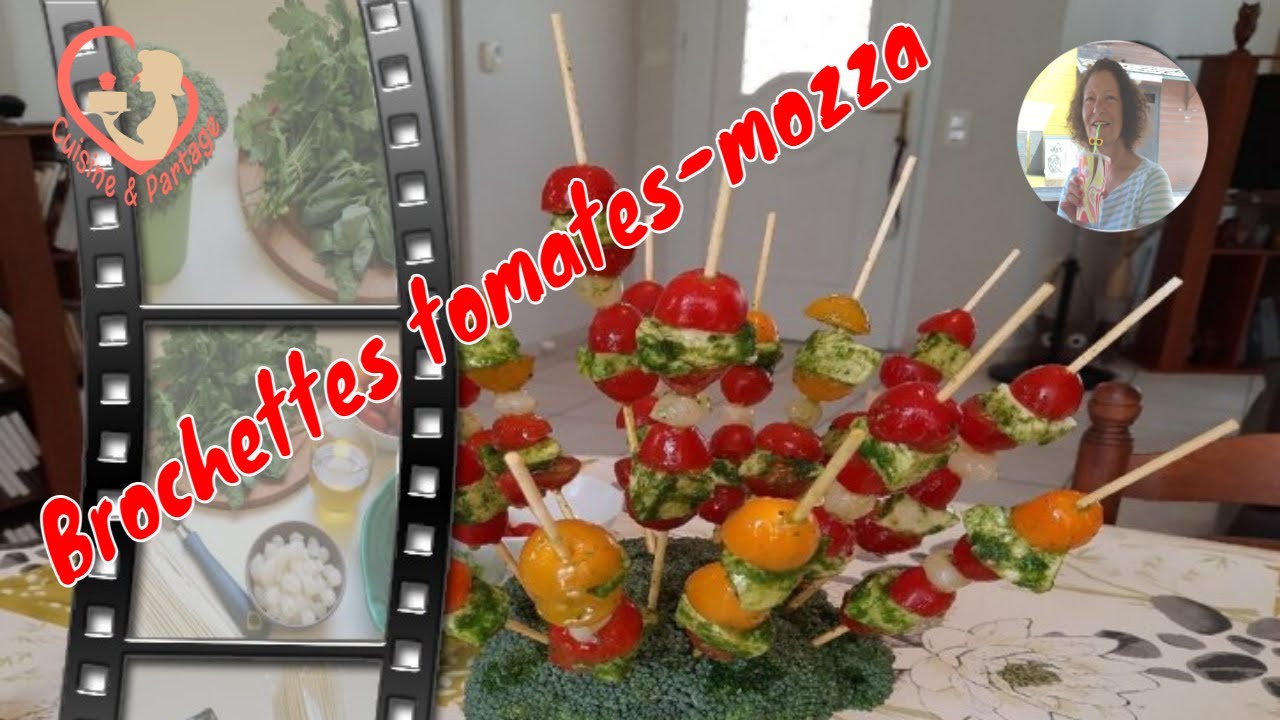 Brochettes apéritives de tomates cerises et mozzarella aux olives