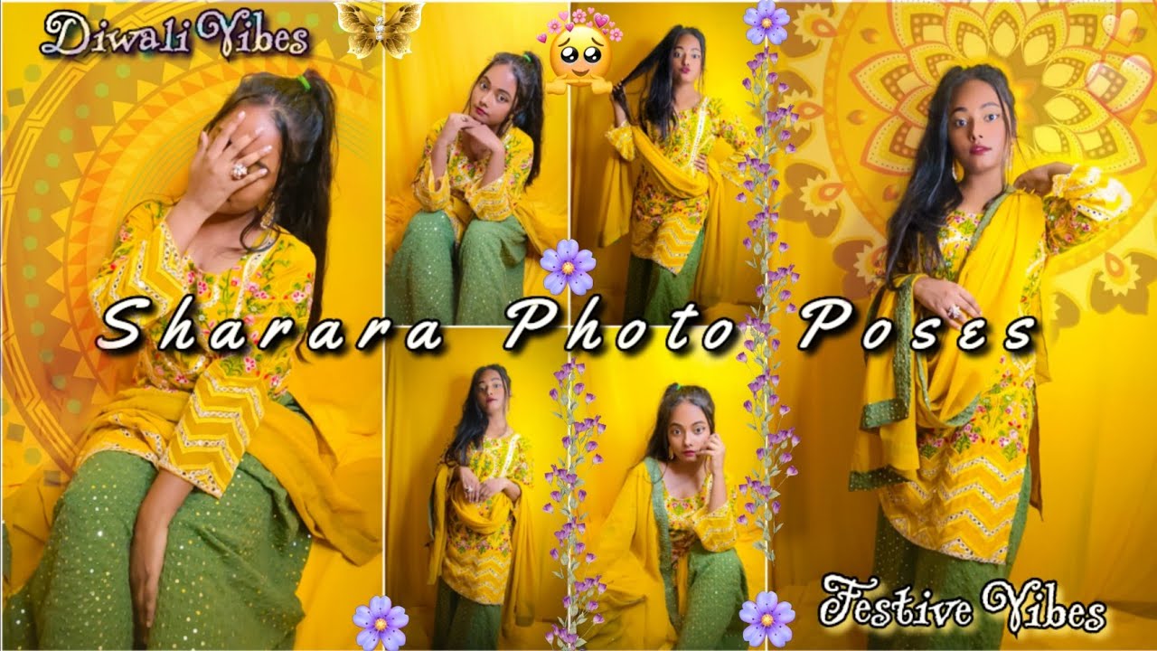 Diwali Vibes Poses In Sharara Suit 💛/Festive Photo Poses 