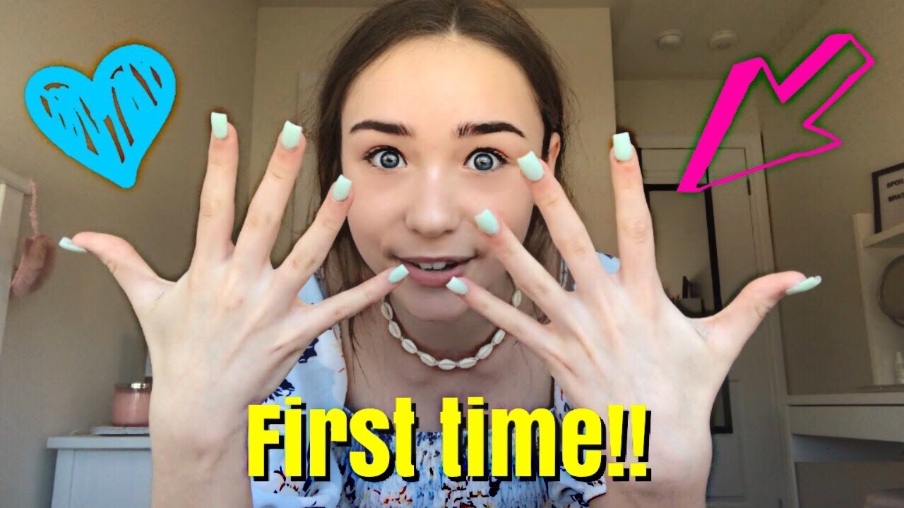 13 YEAROLD GETS LONG ACRYLIC NAILS FOR THE FIRST TIME!! Summer 2020