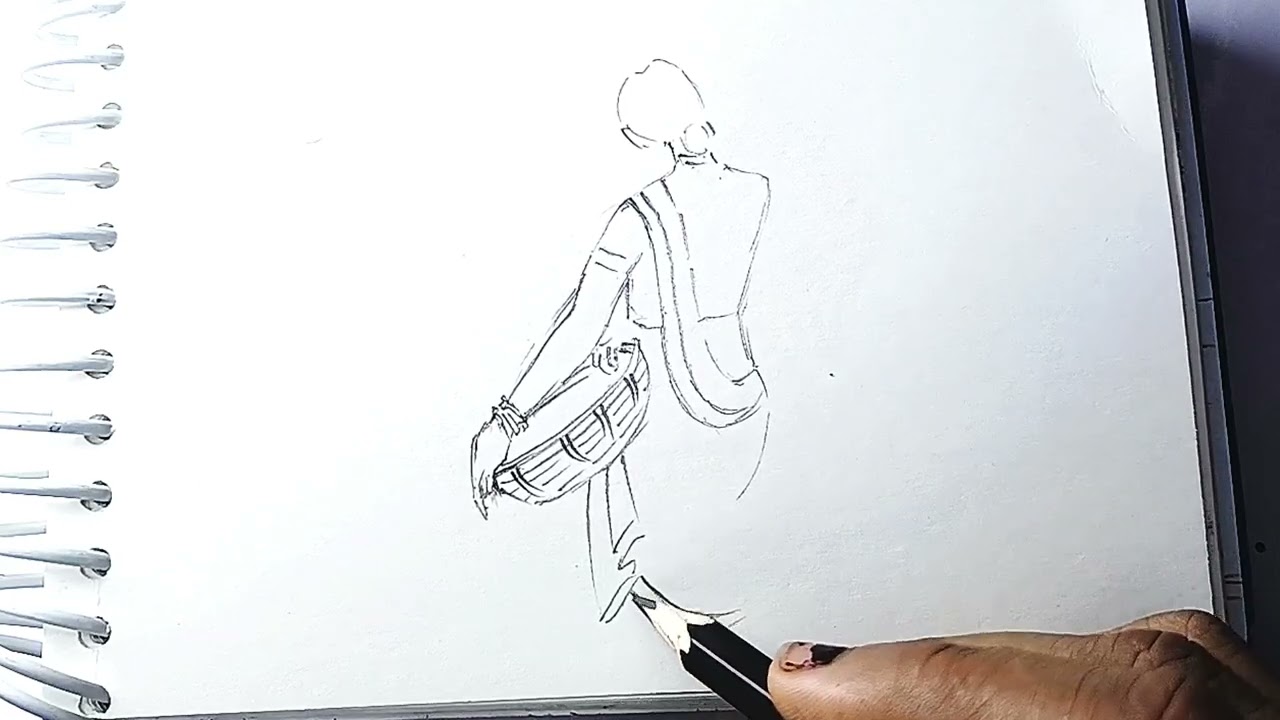 Beautiful  lady of village sketch 😍 