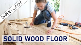 Installing Solid Hardwood Flooring: Basic & No Special Tools! (Playhouse Transformation)