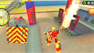 Firefighter Robot Transform Truck : Rescue Help Game | Firefighter truck driving - Robot rescue screenshot 4