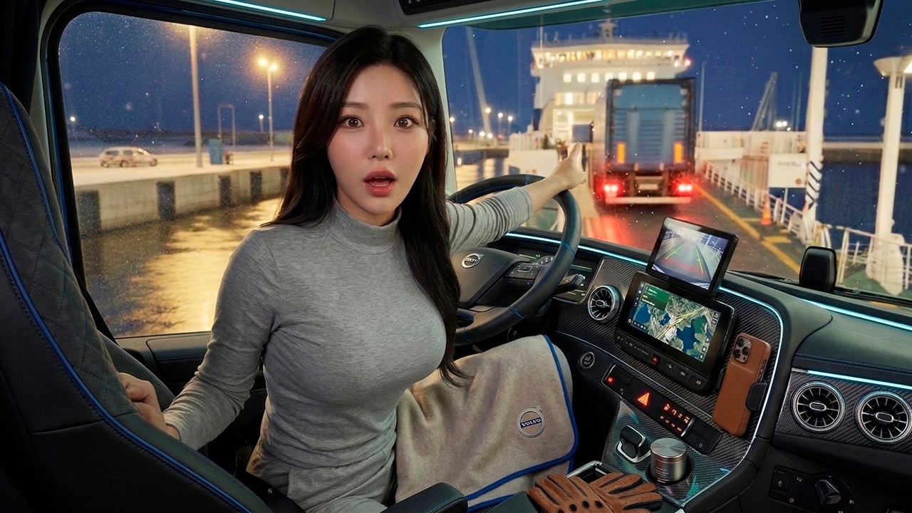 First Time Ferry to Europe | Cozy Cabin & Night Coffee Solo Female Trucker Routine 🚛