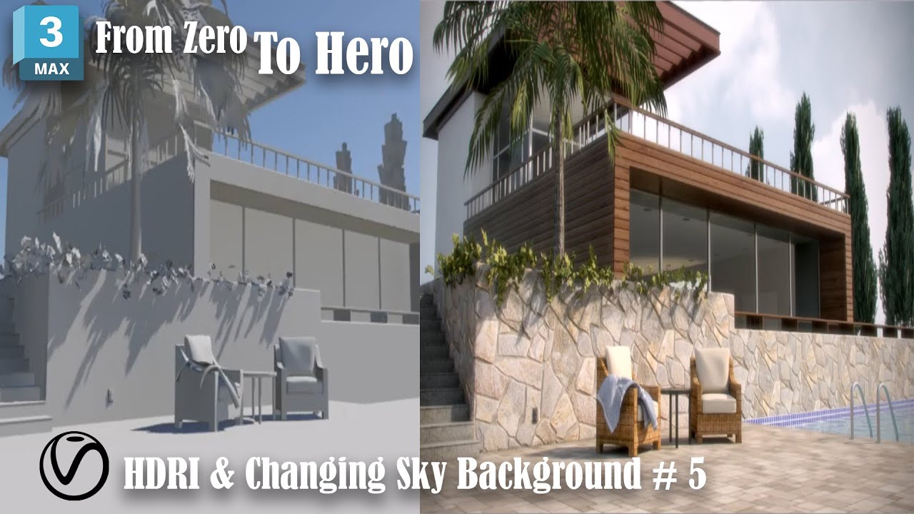 3Ds Max V ray Complete Exterior Rendering Tutorial for beginners # 5 ...