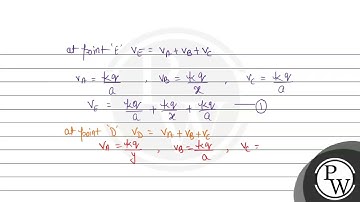 Three charges, each \( +q \), are placed at the corners of an isosceles triangle \( A B C \) of ...