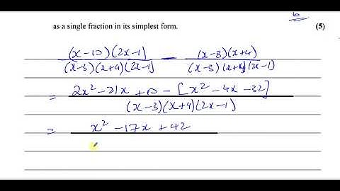 A2 (IAL) Pure Mathematics (P3)-Solomon Paper L-Q4 Subtraction of Algebraic Fractions