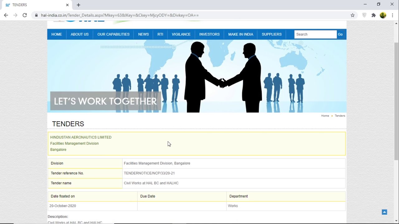 19. ETENDER NOTICE, HAL, BANGALORE, TENDERNOTICE/NCP/33/2021