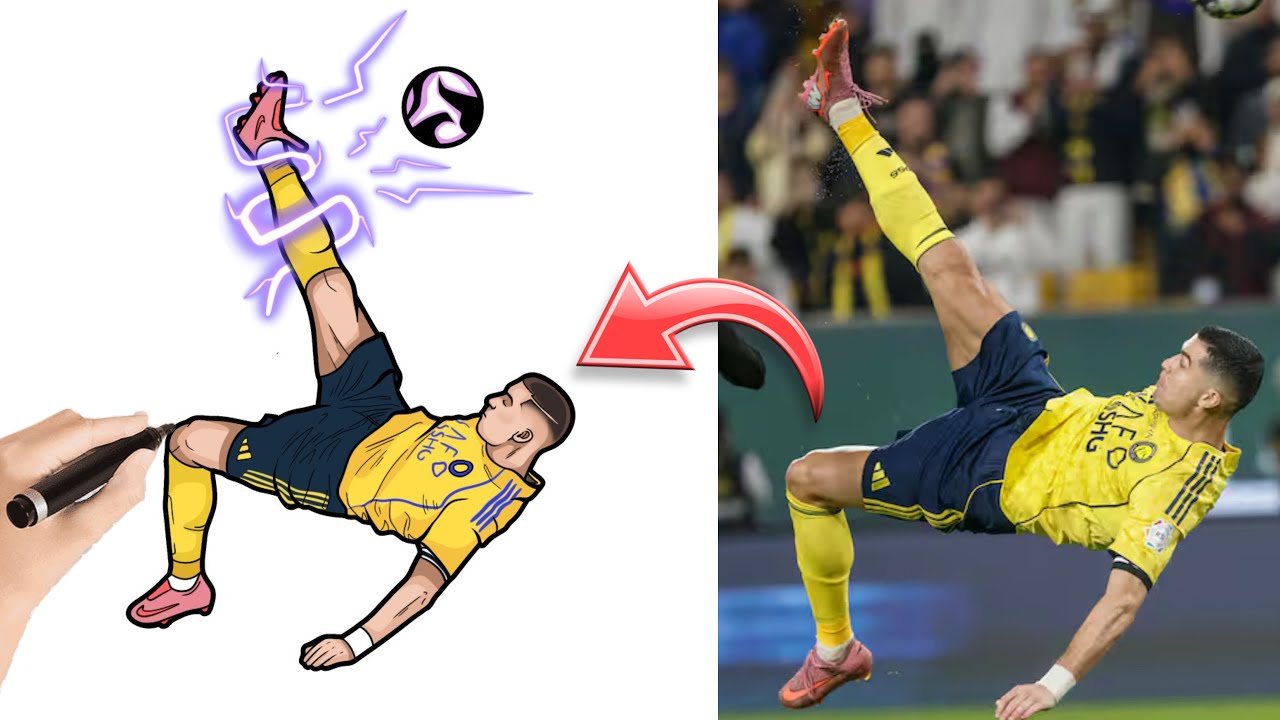 Como Dibujar a CRISTIANO RONALDO GOL DE CHILENA  ⚽️🔥 - How to draw CR7 Bicycle Goal | Mapi Art TV