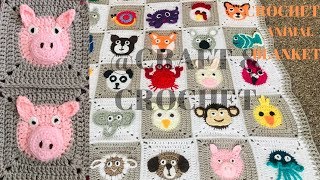Crochet Pig/Crochet Blanket Pattern/ Crochet animal blanket/Part:25