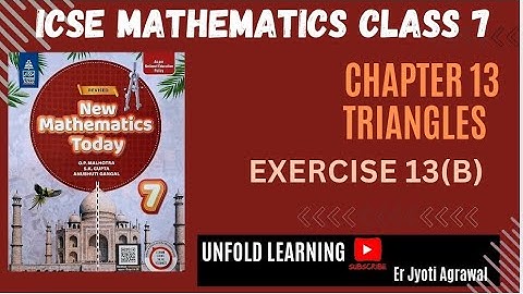 ICSE Class 7 || New Mathematics Today || OP Malhotra || 13. Triangles || Exercise 13 (B) 