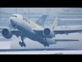 Boeing 777-200 blowing up the snow. Departure at Cologne ( HD )