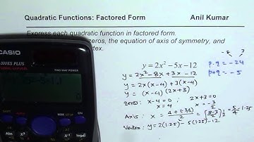 Factor Quadratic Equation Find Zeros Vertex and then Graph Parabola2