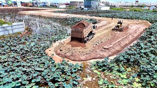 Full Video Processing Connected Completed 100% Build New Road By 5Ton Truck & Bulldozer Pushing Dirt