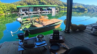 海上の別荘で自転車駆動式小舟を作って釣りキャンプしてみたよ!