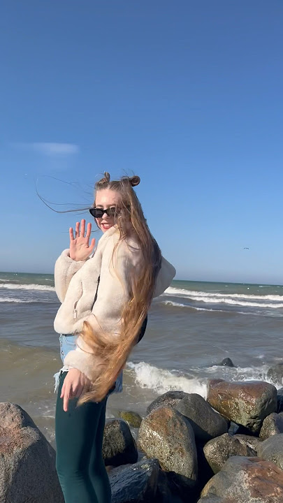 Breathing the sea air 🌊. #longhair #hairstyle #sea #beach #girl