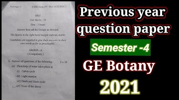 B.sc Botany GE || Sem - 4 || Kolhan University chaibasa || Previous year question paper.
