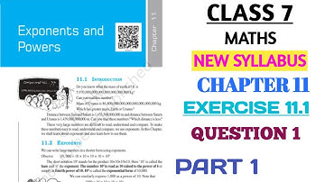 CLASS 7 MATHS CHAPTER 11 EXPONENTS AND POWERS EXERCISE 11.1 QUESTION 1 PART 1 (NEW BOOK)@nksclasses
