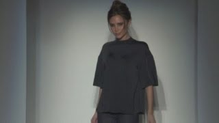 Victoria Beckham at New York fashion week: Victoria Beckham smiles at end of show