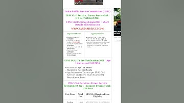 UPSC Civil Service / Forest Service IAS / IFS Recruitment 2024