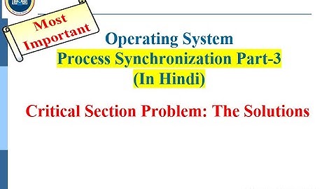 Process Synchronization Part 3 Critical Section Problem Solution