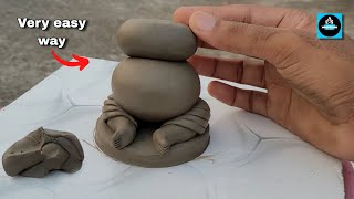 बिल्कुल आसान तरीके से गणपती की मूर्ति बनाना सीखें/Very Easy Ganpati idol Making process in clay