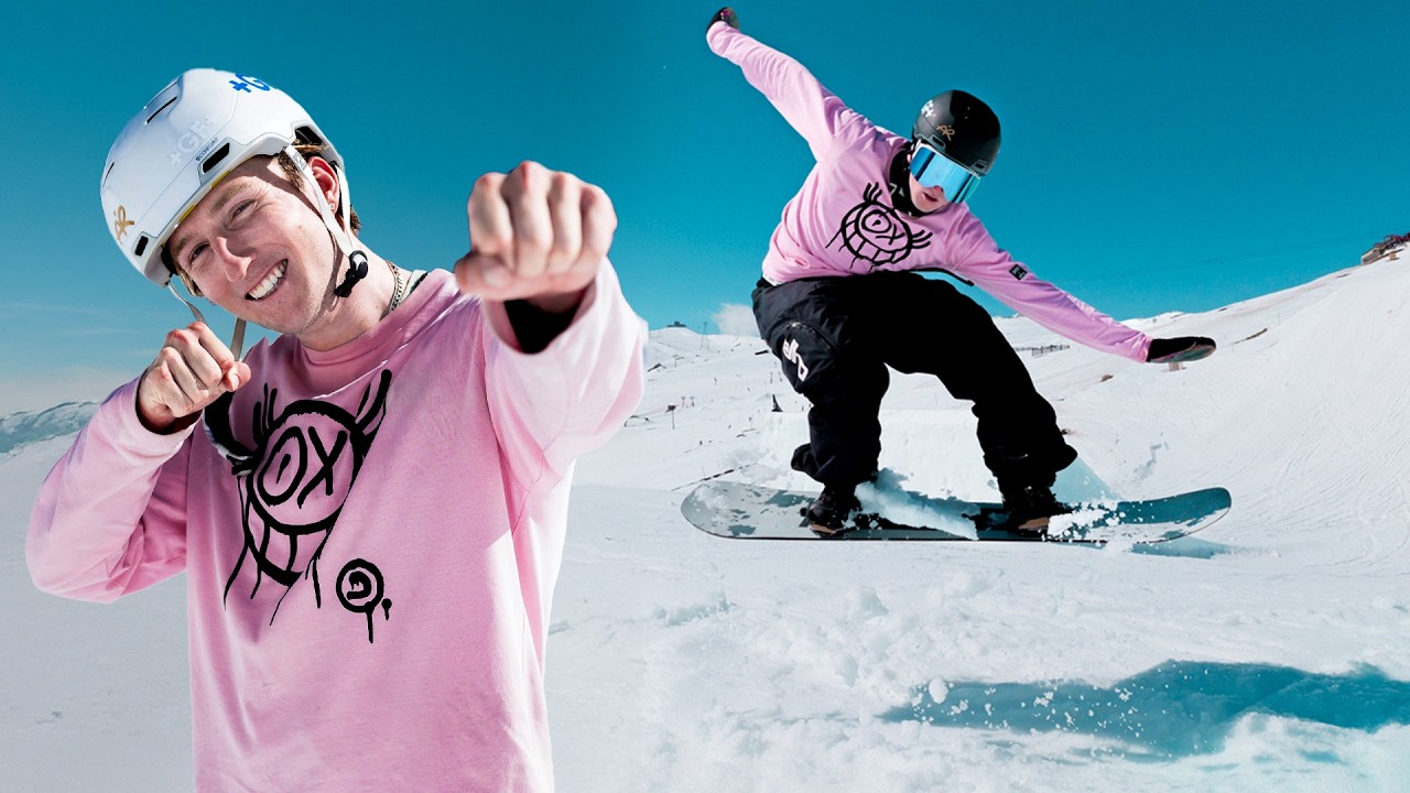 Профессиональный лыжник пробует сноубординг