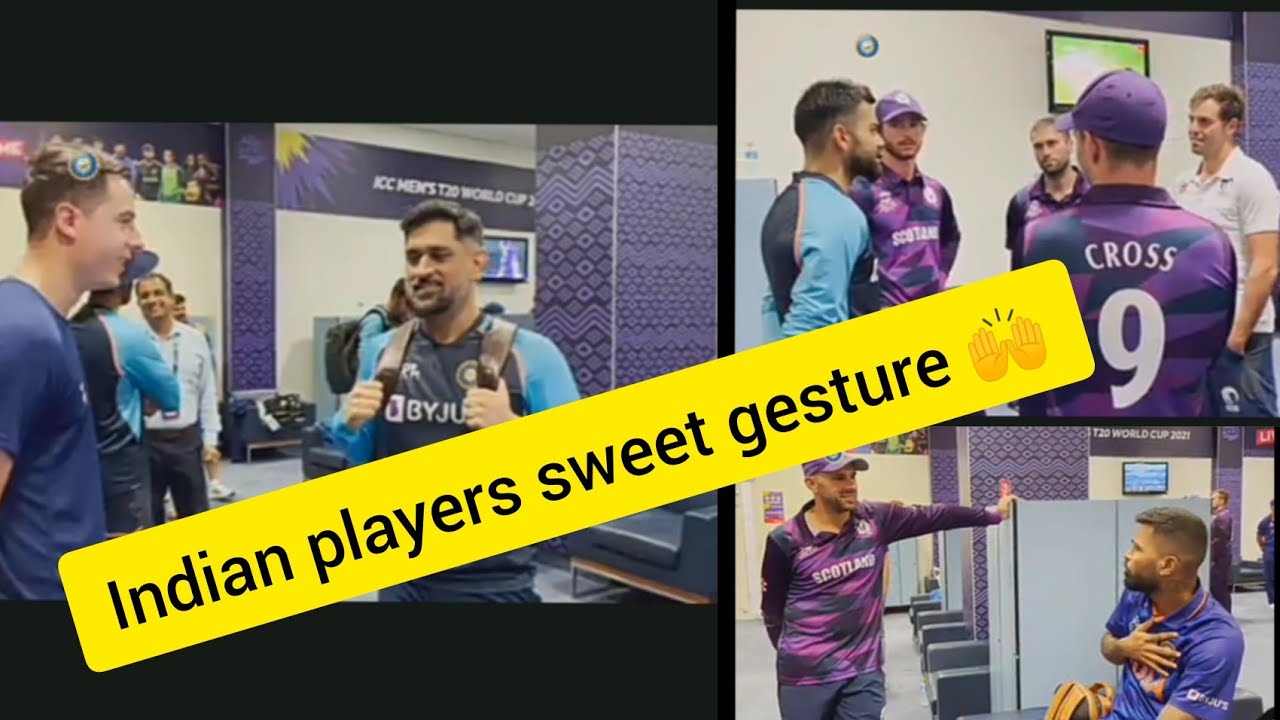 Indian players MSD, VK, HP, RS with Scotland players 😍 