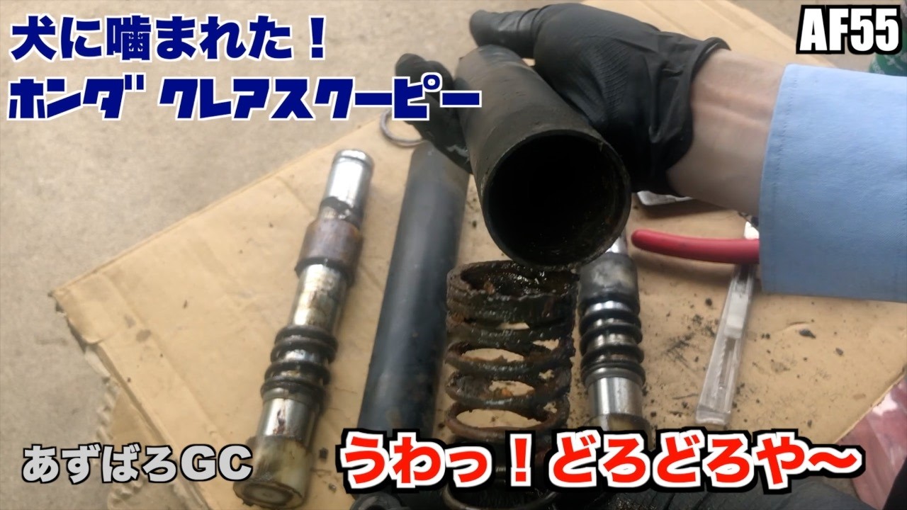 犬に噛まれたバイク】ホンダ クレアスクーピー ／泥だらけのフロント