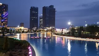 Ночная прогулка Ташкентсити . Танцующий фонтан до конца.4K Night  Tashkent city Dancing fountain