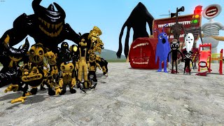 BENDY AND THE DARK REVIVAL NEXTBOTS VS ALL TREVOR HENDERSON CREATURES in Garry's Mod!