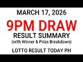 PCSO 2D 3D 6D 6/42 6/49 6/58 Lotto Result Today 9pm Draw March 17 2026
