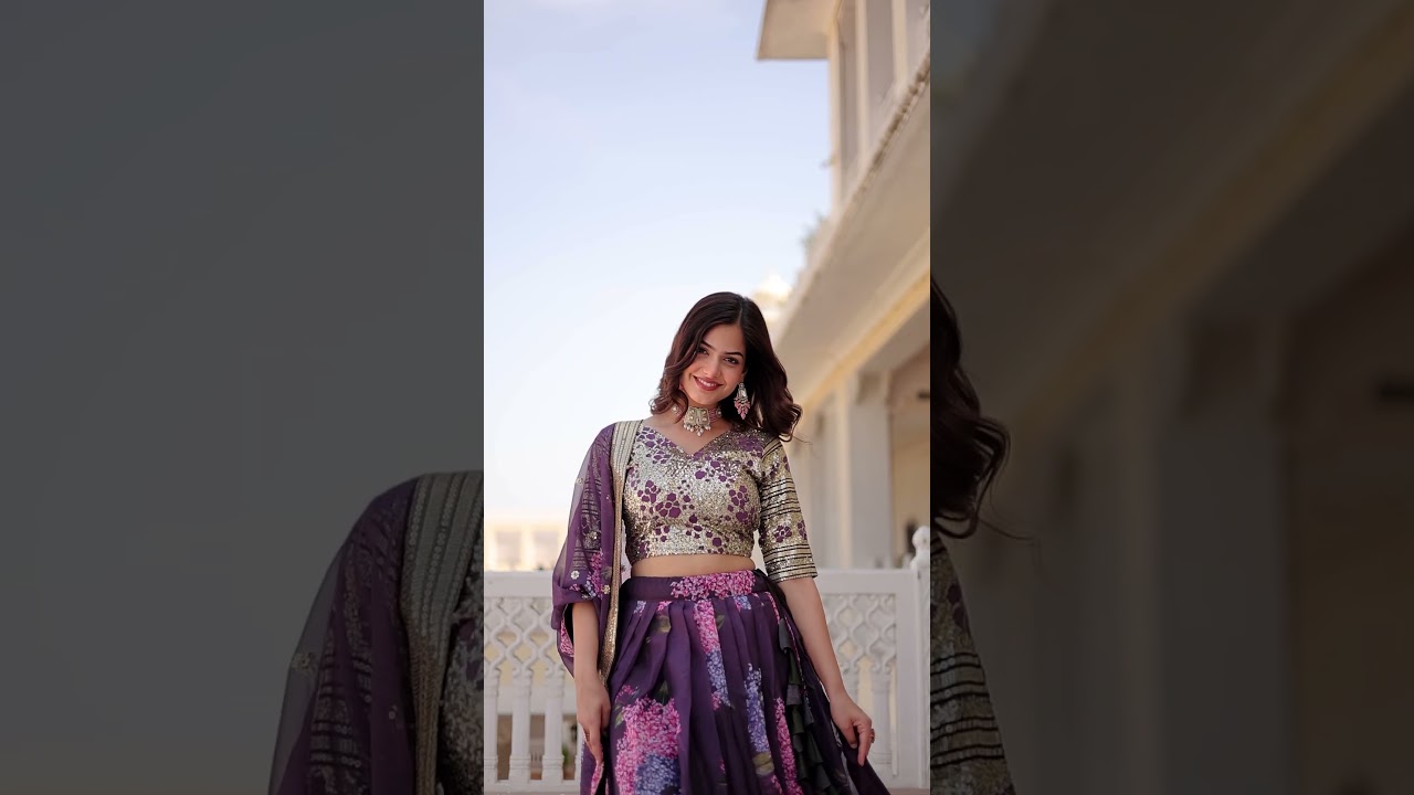 Brown Russian Silk Lehenga