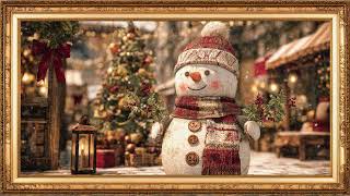 Christmas Snowman Magic – 20 Cozy 4K Holiday Art Images for Your TV Screensaver | Gold Framed TV
