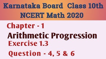 Arithmetic progression Class 10 Chapter 1 Exercise 1.3 Question 4,5 & 6 | Karnataka Board SSLC Math