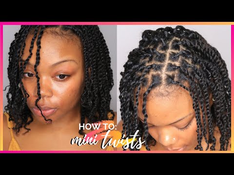 how-to-do-mini-twists-w/-rubber-bands-on-stretched-natural-hair-(heatless-blowout)