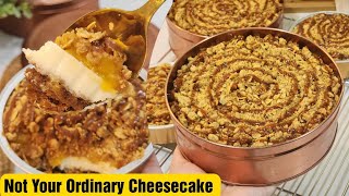 ‼️Not Your Ordinary Cheesecake‼️ |Peach Cheesecake W/ Streusel|easy Cheesecake recipe| Bake N Roll