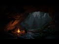 🌧️ Mystic Rainy Cave | Fireplace Comfort and Relaxing Soundscape for Deep Sleep 🔥