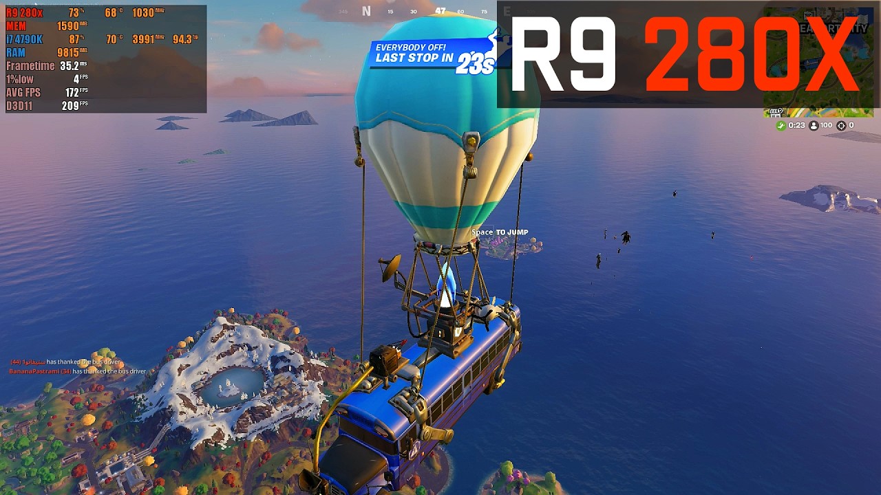 Fortnite Performance Mode | R9 280X - 1080p FPS Test