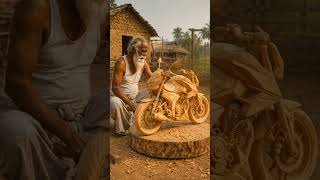 Hand-Carved Wooden   Pulsar n250 Statue in Rural Workshop #woodart #shortsvideo