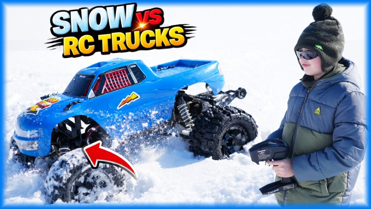 Snow Vs RC Monster Trucks Backyard Fun